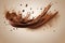 Flying coffee or chocolate powder, dust particles in motion