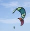 Flying colorful sail for kite boarding in the sky