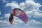 A Flying colorful sail for kite boarding in the sky