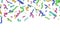 Flying confetti ribbon. Colorful ribbons falling. Vector festive background