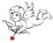 Flying Cupid with bow and arrow