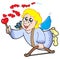 Flying cupid with magic wand