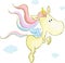 Flying Cute Unicorn - Vector Illustration