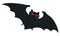 Flying Dark Bat with Flaming Eyes and Bloody Fangs, Vector Illustration