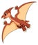 Flying dinosaur. Cute winged dino. Pteranodon icon