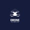 Flying drone logo, unmanned flying vehicle drone logo icon