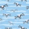 Flying Drones Seamless Pattern Vector Illustration