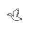 Flying duck, hunting line icon