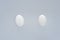 Flying easter white eggs on white background