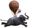 Flying Elephant, Steampunk Balloon, Isolated