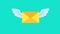 Flying email icon. Envelope. Mail and messaging icon with wings