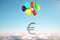 Flying euro symbol on color balloons