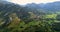 Flying facing the mountains with a valley on the right in the north of Spain