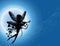 Flying fairy silhouette in night sky