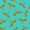 Flying falling maple seeds seamless pattern