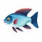 Flying fish vector cuisine fishhook vector colorful saltwater aquarium fish angry fish vector