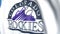 Flying flag with Colorado Rockies team logo, close-up. Editorial loopable 3D animation