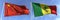 Flying flags of China and Senegal on sky background, 3d rendering