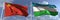 Flying flags of China and Uzbekistan on sky background, 3d rendering