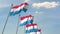 Flying flags of Luxembourg. Loopable 3D animation
