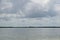 Flying flamingoes in mexican nature reserve