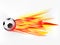 Flying football ball with abstract flaming shoot