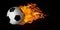 Flying Football or Soccer Ball Engulfed in Flames