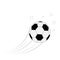 Flying football soccer ball with motion trails and stars. Flat design style.