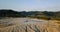 Flying forward over mud volcanoes and lunar looking landscape