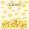 Flying golden coins, falling gold coin, money stack, flat design vector