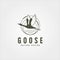 Flying goose river bank logo vector symbol illustration design, vintage goose logo design