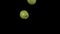 Flying green apples on a black background. Organic fruits.