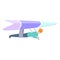 Flying hang glider icon, cartoon style