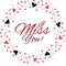 Flying Heart circular wreath with I Miss You in the centre
