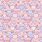 Flying hearts seamless pattern. Subtle pastel colours, flat design, vector illustration