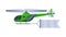 Flying Helicopter with Blank Horizontal Banner, Green Air Vehicle with White Ribbon for Advertising Flat Vector