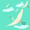 Flying herons illustration, nature heron banner, animal rescue foundation,