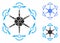 Flying Hexacopter Mosaic Icon of Round Dots