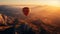 Flying high in hot air balloon, exploring majestic mountain range generative AI