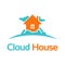 Flying House Floating Home on Cloud Sky Logo Symbol