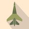 Flying jet fighter flat icon