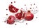 Flying juicy chopped pomegranate on white background. Food levitation