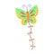 Flying kite-balloon in the shape of butterfly on white background. Outdoor summer activity toy. Festival symbol