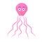Flying kite-balloon in the shape of emoticon octopus on white background. Outdoor summer activity toy. Festival symbol