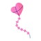 Flying kite-balloon in the shape of heart on white background. Outdoor summer activity toy. Festival symbol