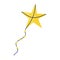 Flying kite-balloon in the shape of star on white background. Outdoor summer activity toy. Festival symbol