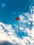 Flying kite on blue sky marvelous colourful kite in the world sacline purandhaka kitefestival