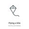 Flying a kite outline vector icon. Thin line black flying a kite icon, flat vector simple element illustration from editable