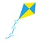 Flying kite with tail vector icon flat isolated