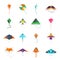 Flying kite vector collection Isolated on a white background